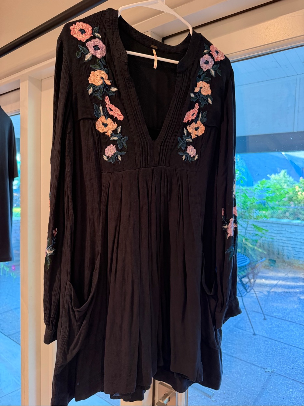 Free People Mia Embroidered Long-Sleeve Dress Tunic with Pink & Peach Floral